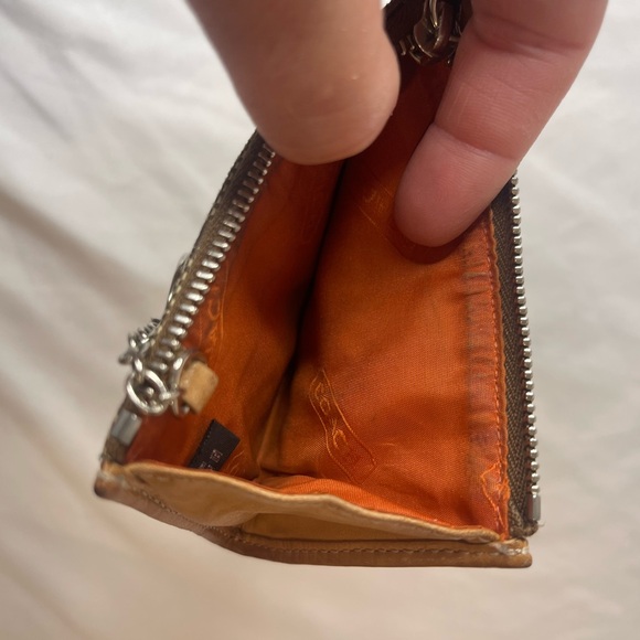 COACH VINTAGE Monogram Canvas & Leather Zipper Key Chain ID Wallet Coin Purse - Picture 8 of 10